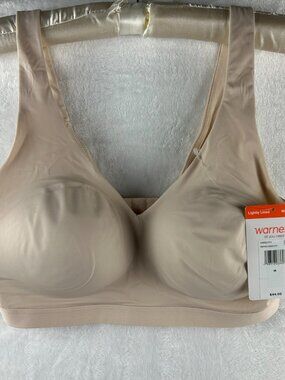 Warner’s Cloud 9 Smooth Invisible Look Wireless Nude Bra Size Med Style 1041 New